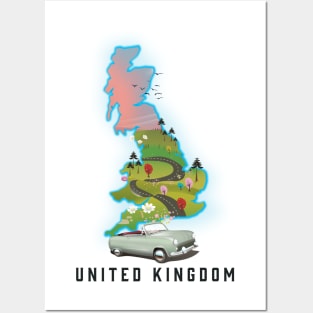 Travel map of the United Kingdom Posters and Art